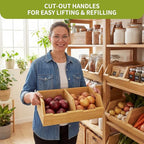 Bamboo Pantry Storage Bins for Vegetables, Potato and Onion Storage Bin for Pantry, Produce Bins for Kitchen Counter