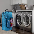 Laundry Bag with Shoulder Straps and Mesh Pocket Laundry Backpack Large Portable Laundry Hamper for College Laundromat Apartment (Light Blue) - color: Light Blue