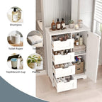 Casaphoria Bathroom Storage Cabinet with Drawers, Freestanding Floor Cabinet with Door and Adjustable Shelf, 4-Drawer Sideboard for Bathroom, Living Room, Kitchen, White - size: 22.04"L×11.81"W×32.68"H