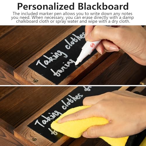Rustic wall mail organizer,Key and Mail File Holder for Wall Mount，with 6 Key Hooks 2 Double Key Hooks A blackboard,for Home,Office, Classroom,Entryway Decor (brown) - color: brown