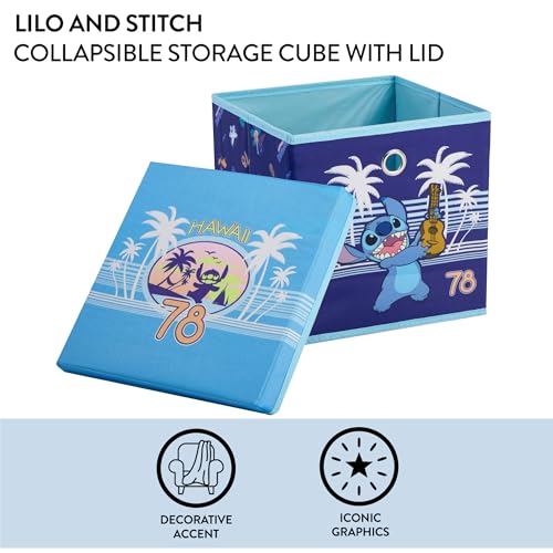 Lilo & Stitch Collapsible Storage Cube with Removable Lid,10"x10"x10" Fabric Organizer Bin for Kids’ Toys, Clothes & Accessories, Bedroom or Playroom Storage Box - color: Lilo and Stitch