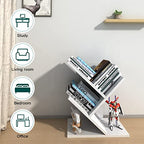 Godferyxin Tree Bookshelf, 3-Tier Small Bookcase for Desk – Wood Small Bookshelf with Storage Shelves, Mini Bookcase for Bedroom, Office, White Bookshelf, CDs, Magazines Desktop Book Tree - color: 3-tier-white