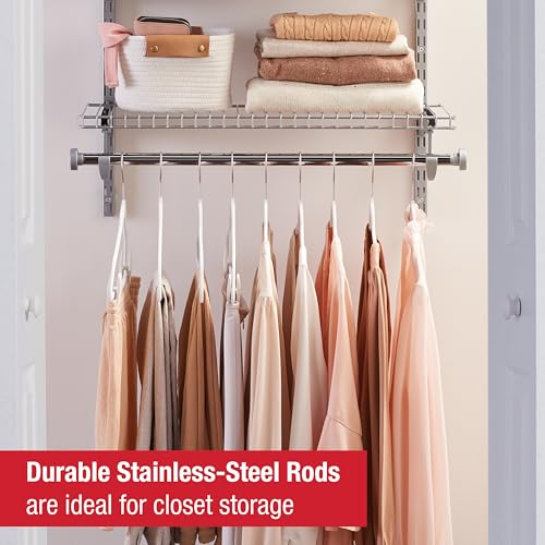 Rubbermaid Configurations Deluxe Custom Closet Kit, 3-6 Ft. Adjustable Metal Wire Shelving, Titanium Finish, Expandable Organization System, Hardware Included, for Home Closet/Pantry/Laundry/Mudroom - color: Titanium, size: 3-6 Feet