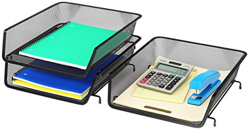 Simple Houseware Stackable Desk File Document Letter Tray Organizer, 3 Packs, Black - color: Black, size: Standard Entry