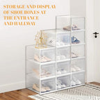 Shoe Storage Boxes, Stack Without Toppling Modular storage boxes combine freely for use in closets, under beds, hallways, and entryways. Space-saving. (Transparent, 12 Pack) - color: Transparent, 12 Pack