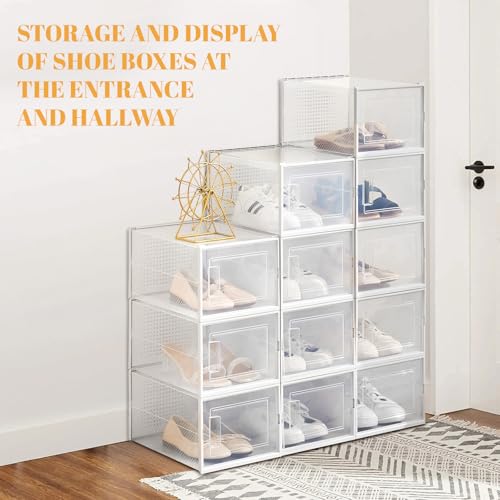 Shoe Storage Boxes, Stack Without Toppling Modular storage boxes combine freely for use in closets, under beds, hallways, and entryways. Space-saving. (Transparent, 12 Pack) - color: Transparent, 12 Pack