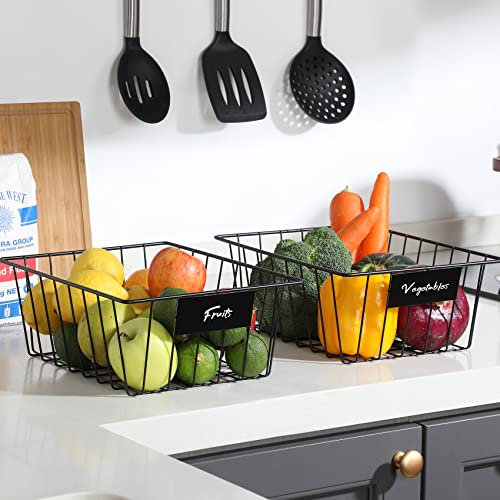 8 Pack Wire Storage Baskets for Organizing with Removable Tags, Pantry Organization Bins for Kitchen Cabinets, Closet - Metal Basket for Laundry, Garage, Refridge, Bathroom Countertop Organizer, Black - size: Small-8 Pack