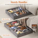 Lifewit Under Bed Shoe Storage Organizer Fits 10 Pair Sneakers, 4.3 Inches Tall Sturdy Structure Ultra Thick Fabic Sneaker Storage, Foldable Underbed Shoe Boxes for Heels, Boots, Sports Shoes 2 Pack - size: Large, Extra Large