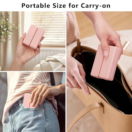 FYY 2 Pcs Daily Pill Organizer, 7 Compartments Portable Pill Case Travel Pill Organizer,[Folding Design] Pill Box for Purse Pocket to Hold Vitamins,Cod Liver Oil,Supplements and Medication-Pink+Navy - color: Pink+navy, size: Large (1 Piece), Small (1 Piec