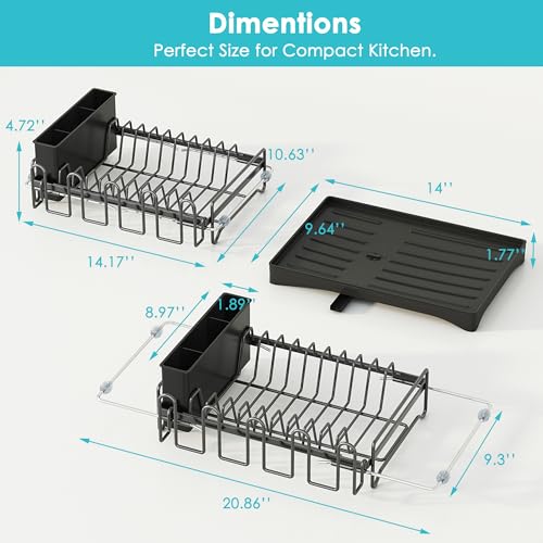 ANTOPY Dish Drying Rack in Sink, Expandable Rustproof Dish Rack for Kitchen Counter, Over The Sink Dish Drainer with Utensil Holder, Cup Rack, Drainboard, Space Saving Dish Dryer Rack for Inside Sink - style: In Sink (Medium)