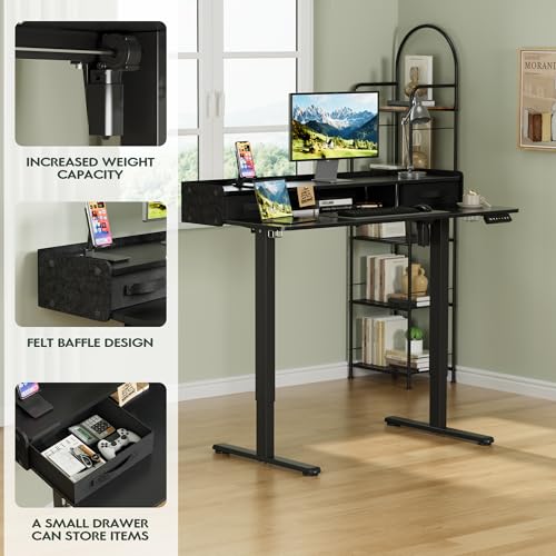 Homall Electric Standing Desk with 2 Drawers, Adjustable Height Computer Desk with Monitor Shelf Sit Stand Table with Splice Board Quick Install for Home Office (Black, 48 Inch) - color: Black, size: 48 Inch