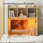 HOOBRO Desktop Bookshelf, Office Desktop Shelf, Desk Hutch with Outlets, Wooden Office Desktop Bookcase, Desktop Organizer Shelf with LED Light Strip and 3 Hooks, for Home, Study, Natural NL12UDSJ01 - color: Natural