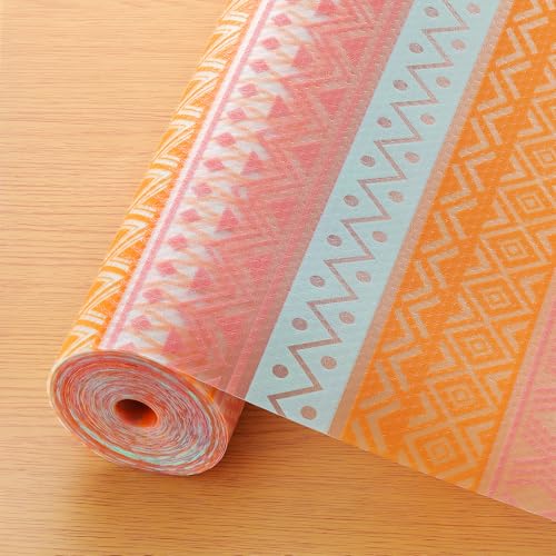Cooyes Drawer and Shelf Liner, Non-Adhesive Shelf Liners for Kitchen Cabinets, Thick Strong Grip Mats for Desk, Shelves, Bathroom Drawers, Fridge, Cabinet Protection（17.5" W x 197" L） - color: Transparent Boho, size: 17.7"W x 197"L