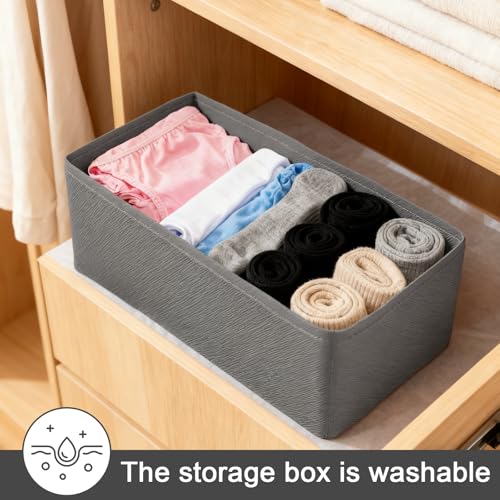 1 Pcs Drawer Organizer Storage Box for Underwear Socks Closet Divider for Wardrobe Dresser Vanity Space Saving Use(Grey) - color: Grey-1, size: Medium