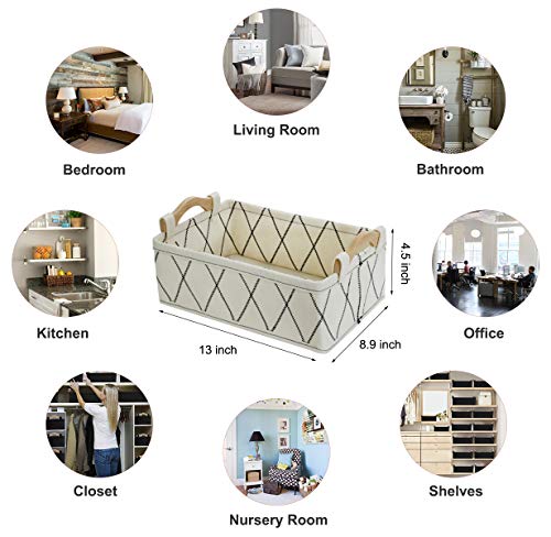 Storage Baskets for Organizing Toys Small Basket White Basket Felt Fabric Basket Bins for Home Office Closet Bathroom Bedroom Playroom Decorative Bin - color: white, size: 13 x 8.9 x 4.5 Inch (Pack of 1)