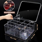 DILIBRA Socks Underwear Drawer Organizer for Closet, 16 Compartment Removable Divided Plastic Clear Sock Storage Box with Lid, Underwear Storage Tie Organizer Box for Bra Socks Ties Scarf Tea Bag