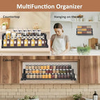 GOENDR Expandable Spice Rack Organizer for Cabinet, 3 Tier Metal Spice Organization,16"-29.5" Wide Adjustable Seasoning Organizer, Display Shelf, Canned Goods Organizer for Pantry Kitchen Countertop - size: Large-Black - Fits 10.9" Deep Cabinet