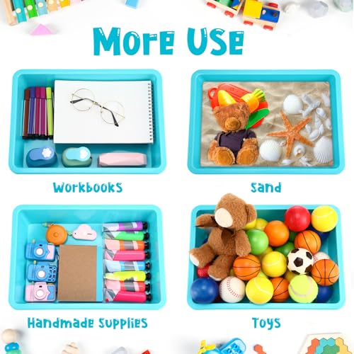 Hoteam 10 Pcs Flat Storage Organizer Tray Bin Paper Tray for Classroom Plastic Stackable File Organizer for School Office Teacher Book Organization(Teal,13.78 x 9.84 x 3.15 Inch) - color: Teal, size: 13.78 x 9.84 x 3.15 Inch
