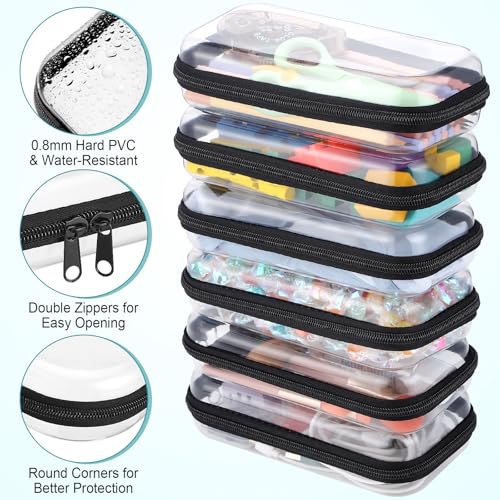 Sanwuta 6 Pcs Clear Hard Zipper Case Plastic Zipper Pouches Transparent Makeup Bag Pencil Case Pouches Toiletry Diaper Bag for Travel Toy Storage Organizer Bins(Black,7.48 x 3.94 x 2 Inch) - color: Black, size: 7.48 x 3.94 x 2 Inch