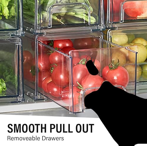 Clear Plastic Stackable Storage Drawers Bins, Perfect for Kitchen Pantry Organization and Storage, Under Sink Organizer, Pull Out Cabinet Organizer, Makeup, Bathroom Storage Containers for Organizing - size: Small 13.5 x 5 x 4.5