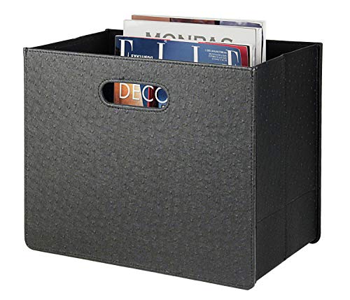 HofferRuffer Magazine Basket Holder, Foldable Magazine Rack, Document File Holder Organizer, File Folder, Newspaper Storage Bin Organizer for Home or Office(Black) - color: Black