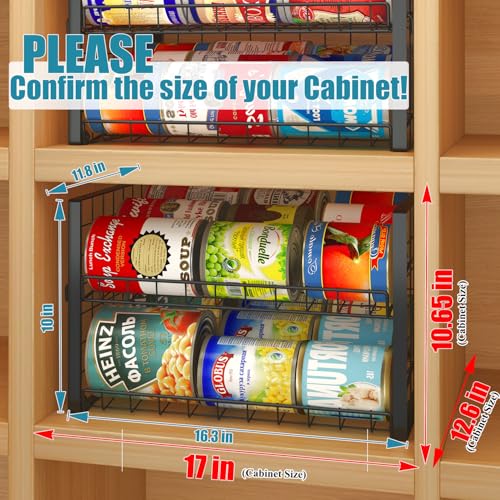 JKsmart 2-Tier Stackable Rack Organizer for Pantry, Adjustable Dispenser Holds Up to 120 Cans, Storage Holder for Various Ounces of Canned Drinks, Black, 4 Pack - size: 2-Tier - 4 Pack