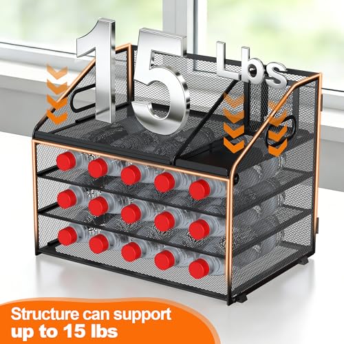 DocNest 4 Tier Metal Mesh Letter Tray - Space Saving Desk File Organizer with Handle, Pen Holder & Folder Holder - Desktop Document Sorter for Office, Home, School, Classroom - Black - color: Black, size: 12.6" x 9.1" x 10.3"