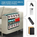 Blue Aztec Tribal Geometry Print Armrest Cover for Sofa Control Holder Sofa Armrest Organizer for Magazine, Tablet, Phone, iPad Chair Arm Covers 44x20 inch Couch Cover - color: Blue Aztec Tribal Geometry
