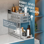 VERIFOST 2 Pack Adjustable Gray Under Sink Organizers, 2 Tier Pull Out Storage, Kitchen Bathroom Office Laundry Room Living Room - color: Gray