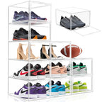 12 Pack Drop Front Shoe Boxes Acrylic Box Sneaker Case Size 12, Transparent Display Cases for Sneaker Collections, Baseball Caps, Hat Organizer Dust-free Shoe Cubbies Stackable Sneaker Boxes - size: Size 12 - 12 Pack