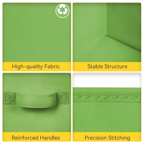 Cupic Cupid 11 Inch Storage Cube, Fabric Cube Storage Bin with Handles, Storage Cube Organizer for Clothes and Toys, Collapsible Cube Bins for Closet, Shelves, Nursery, 6-Pack, Green - color: Green, size: 11 Inch