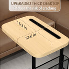 Fashion TV Tray Table with Large Tabletop, Adjustable Sofa Table with Storage Baskets, Strong Metal Frame, Tv Dinner Tray Table for TV Watching, Meals, Snacks (Square, Beige, 16.93inch x 12.6inch)