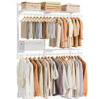 SONGMICS HOME Closet System, Closet Insert Organizer, 2-4 ft, Adjustable Metal Shelving Unit with 4 Hanging Rods, 4 Shelves, and Hooks, for Pantry Mudroom Garage Basement, Cloud White URGR031W01 - size: 2 Tier