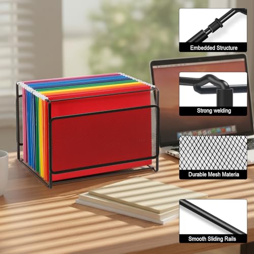 Comix Hanging File Organizer, Letter Size File Folder Organizer with Metal Mesh, Space-Saving File Folder Storage Box for Home Office Supplies - color: 1 Pack