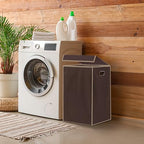 Simple Houseware Foldable Laundry Hamper Basket with Lid, Brown - color: Bronze