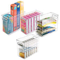 mDesign Plastic Tall Food Storage Organization Container Bin with Handles for Kitchen, Pantry, Cabinet, Fridge/Freezer, Countertop - Organizer for Snacks/Appliances, Ligne Collection, 4 Pack, Clear - size: 10 x 5 x 8 (Pack of 4)