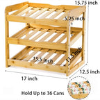 TOPZEA Soda Can Rack Organizer for Pantry, 3 Tier Bamboo Stackable Can Goods Storage Dispenser Shelf Canned Food Holder Stand for Kitchen Coutertop, Cabinet, Hold up to 36 Cans