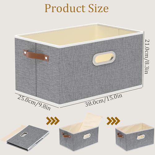 Yawinhe Foldable Storage Baskets for Shelves, Fabric Closet Organizers, Bins with 3 Handles, Cubes for Clothes, Grey, 15''Lx9.8''Wx8.3''H, 6-Pack - color: Grey, size: 15.0x9.8x8.3inch(6-Pack)