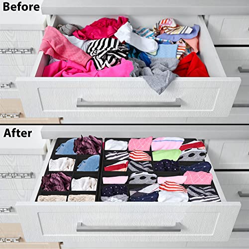 Simple Houseware 4-Pack Drawer Organizer Set - Closet Dividers for Underwear, Socks, Bras, Scarves, Ties - Foldable Non-Woven Storage Boxes, Black - color: Black, size: 4 Pack