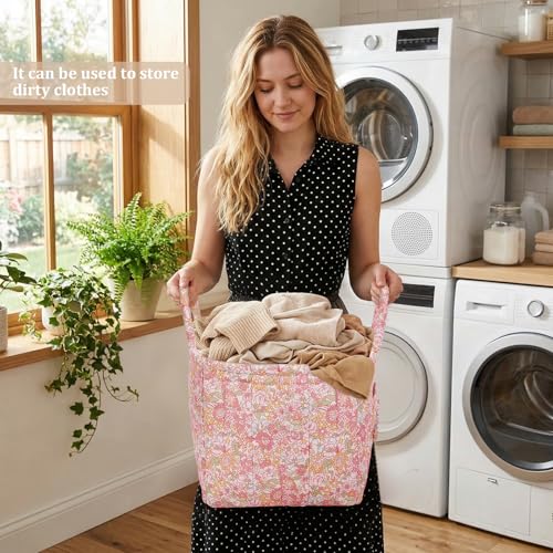 Floral Fabric Storage Basket Car Interior Storage Basket Underwear Sundries Laundry Baskets Supplies Home Organizer Bag (style 8) - color: style 8