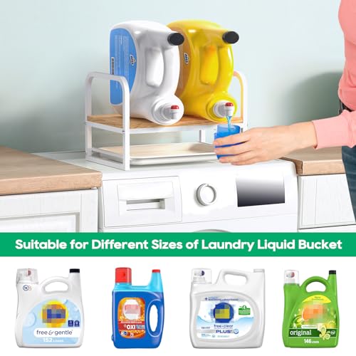 Laundry Detergent Holder Stand, Liquid Detergent Dispenser Shelf Organizer with Cleanable Drip Tray, Liquid Holder Stand Catcher for Laundry Room Organization and Storage (Flat-White) - style: Flat-White
