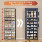 OYREL Shoes Rack 10 Tier Tall Shoe Rack with Storage Pockets, Fabric Covered Shoe Racks,Metal Shoes Rack Organizer for Closets,Bedroom, Garage - color: Grey