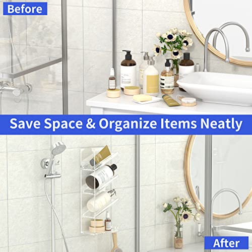 AITEE Acrylic Bathroom Organizer Shower Caddy, Clear Shampoo Holder Wall Mounted with Suction Cup, No Drilling and Rustproof, Sturdy and Durable - One Shelf - style: One Shelf