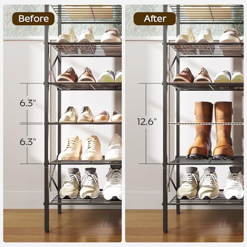 YATINEY 10 Tier Shoe Rack, Large Capacity Shoe Storage Organizer Holds 40 Pairs, Sturdy and Stable, for Entryway, Hallway, Closet, Dorm Room, Black SS10BB - color: Black, size: 27.8" x 10.8" x 65.7"