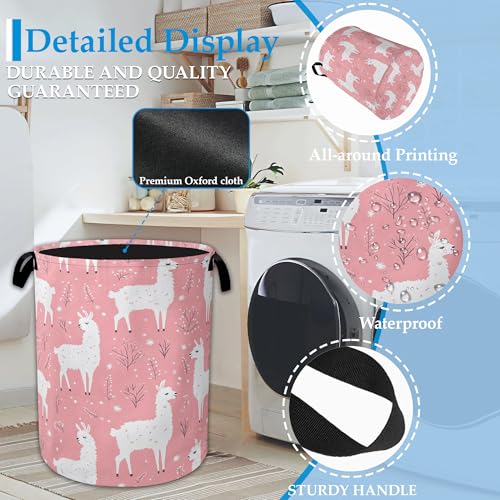 Cute Alpaca Laundry Basket Collapsible Laundry Hamper Oxford Storage Bin for Clothes Storage, Toy Organizer, Books and Sundries 16" X 20.8" - color: Cute Alpaca