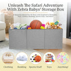 Zebra Baby Extra Large Toy Box Chest for Kids — Collapsible Toy Storage Organizer with Lid, 40" Wide, Removable Dividers, Boys & Girls - color: Grey