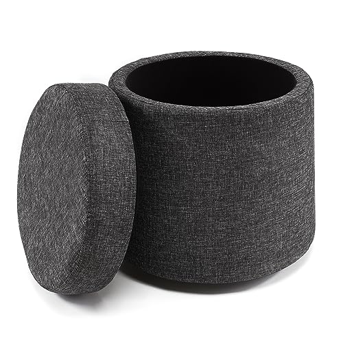Seville Classics Cushioned Fabric Ottoman Hidden Storage Chest Footrest Chair, Padded Seat for Bedroom, Dorm, Loft, Living Room, Entryway, Hallway, Modern Gray, 15.6" Wobble - color: Modern Gray, size: 17.3"D x 17.3"W x 17.9"H
