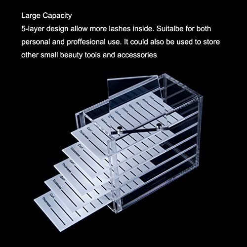 Lash Organizers and Storage, Upgraded Design Lash Tray for Lash Extensions with magnet cover, Clear Small Acrylic 5-Layer Transparent Lash Tiles for Lash Extension - color: Clear-Upgrade