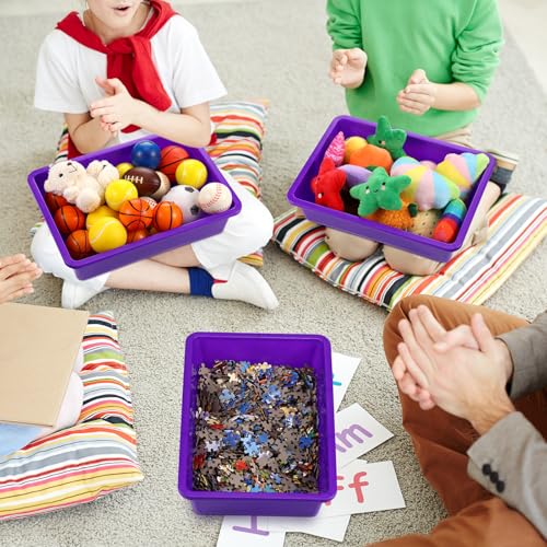 Hoteam 10 Pcs Flat Storage Organizer Tray Bin Paper Tray for Classroom Plastic Stackable File Organizer for School Office Teacher Book Organization(Purple,13.78 x 9.84 x 3.15 Inch) - color: Purple, size: 13.78 x 9.84 x 3.15 Inch