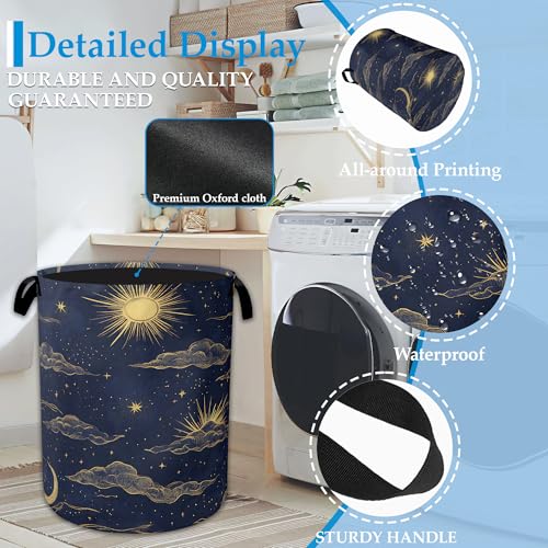 Sun Moon Laundry Basket Collapsible Laundry Hamper Clothes Toy Storage Bin for Bathroom Bedroom Room Decor 16" X 20.8" - color: Sun Moon